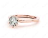 Round Cut Classic Six Claws Diamond Solitaire Ring with Square Edge Shoulders in 18K Rose