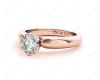 Round cut classic diamond solitaire ring with six claws setting in 18K Rose