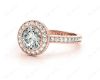 Round Cut Halo Diamond Ring with Bezel Set Centre Stone in 18K Rose