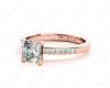 Asscher Cut Diamond Engagement ring with four claws centre stone in 18K Rose