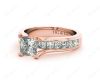 Princess Cut Diamond Engagement ring with four claws Channel Setting Side Stones in 18K Rose