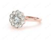 Round Cut Halo Diamond Engagement ring with claw set centre stone in 18K Rose