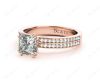 Princess Cut Diamond Engagement Ring with Split Claw Prong set centre stone in 18K Rose