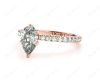 Marquise Cut Claw Set Diamond ring with pave set side stone in 18K Rose