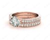 Engagement and Wedding Set Round Cut Diamond Rings with Pave Setting Side Stones in 18K Rose