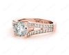 Split Band Round Cut Diamond Ring with Four Claws set centre stone in 18K Rose