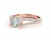 Round cut diamond ring with claw set centre stone in 18K Rose