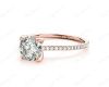 Round Cut Cross Over ring claw set diamond with pave set side stone in 18K Rose