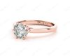 Round Cut Six Claw Set Diamond Ring on a Plain Band in 18K Rose