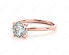 Round Cut Four Claw Set Diamond Ring with Plain Band in 18K Rose