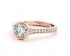 Round Cut Bezel Set Diamond Ring with Channel Set Diamonds Down the Shoulders in 18K Rose