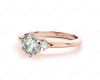 Round Cut Claw Set Trilogy Diamond Ring with Plain Band in 18K Rose