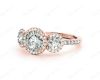 Round Cut Triple Halo Diamond Engagement ring with claw set centre stone in 18K Rose