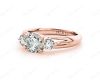 Round Cut Trilogy Diamond Engagement Ring cross-over setting in 18K Rose