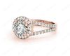 Round Cut Halo Diamond Engagement ring with claw set centre stone in 18K Rose