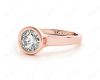 Round Cut Bezel Set Solitaire Engagement Ring With a Plain Band in 18K Rose