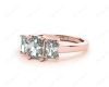 Radiant Cut four claw trilogy diamond engagement ring in 18K Rose