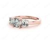 Cushion Cut Four Caw Trilogy Diamond Engagement Ring In 18K Rose