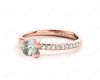 Cushion Cut Diamond Ring with Three Prong Set Centre Stone and Pavé Set Side Stones in 18K Rose