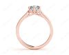 Round Cut Diamond Engagement Ring with Six Prong set centre stone in 18K Rose