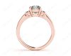 Radiant square cut three stone diamond ring claw set centre stone in 18K Rose