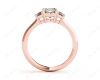 Cushion Cut Trilogy Diamond Ring claw set centre stone in 18K Rose