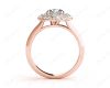 Round Cut Double Halo Plain Band Diamond Engagement ring with claw set centre stone in 18K Rose