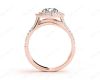 Round Cut Double Halo Diamond Engagement ring with claw set centre stone in 18K Rose