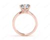 Round Cut Six Claw Set Diamond Ring with Pave Set Side Stones in 18K Rose