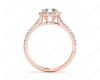 Asscher Cut Halo Diamond Engagement Ring with Claw set centre stone in 18K Rose