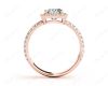 Princess Cut Halo Ring with Milgrain Claw Set Centre Stone in 18K Rose