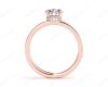 Round Cut Four Claw Set Diamond Ring with Round Share Prong Set Side Stones in 18K Rose