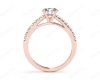 Round Cut Four Claw Set Diamond Ring with Round Pave Set Stones Down the Shoulders in 18K Rose