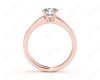 Round cut diamond ring with four claws set centre stone in 18K Rose