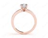 Round Cut 4 Claw Split Shank Engagement Ring with Grain Set Side Stones in 18K Rose