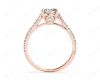 Princess Cut Four Claws Diamond Engagement Ring Pave Set Side Stones in 18K Rose