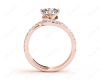 Round Cut Diamond Wedding Set Rings with Pave Setting Side Stones in 18K Rose