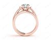 Round cut diamond wedding set rings with channel set shoulders in 18K Rose