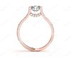 Round cut diamond ring with claw set centre stone in 18K Rose