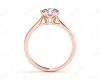 Round Cut Six Claw Set Diamond Ring on a Plain Band in 18K Rose