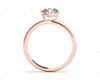 Round Cut Four Claw Set Diamond Engagement Ring with Plain Band in 18K Rose