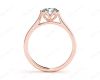 Round Cut Six Claw Set Diamond Ring with Plain Band in 18K Rose