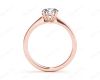 Round Cut Four Claw Set Diamond Ring With a Plain Band in 18K Rose