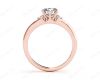 Round Cut Claw Set Trilogy Diamond Ring with Plain Band in 18K Rose