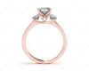 Princess Cut Trilogy Ring with Milgrain set shoulder diamond in 18K Rose