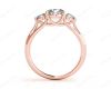 Round Cut Trilogy Diamond Engagement Ring cross-over setting in 18K Rose