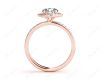 Round cut halo diamond engagement ring with four claw setting in 18K Rose