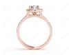 Round Cut Halo Diamond Engagement ring with claw set centre stone in 18K Rose