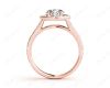 Round Cut Halo Diamond Engagement ring with claw set centre stone in 18K Rose