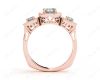 Princess Cut Trilogy Halo Diamond Engagement Ring in 18K Rose